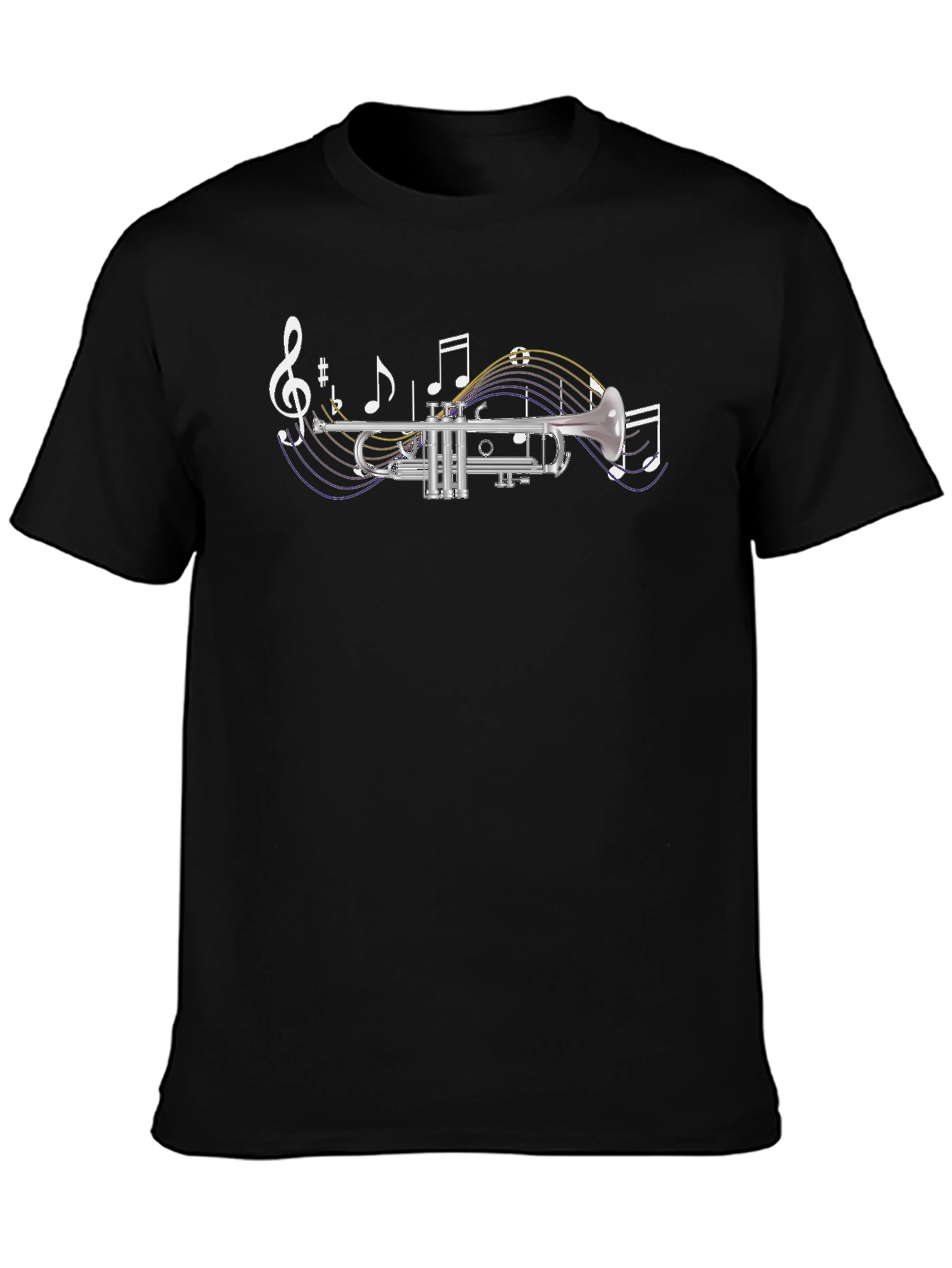 Trumpet & Music Notes Graphic T-Shirt