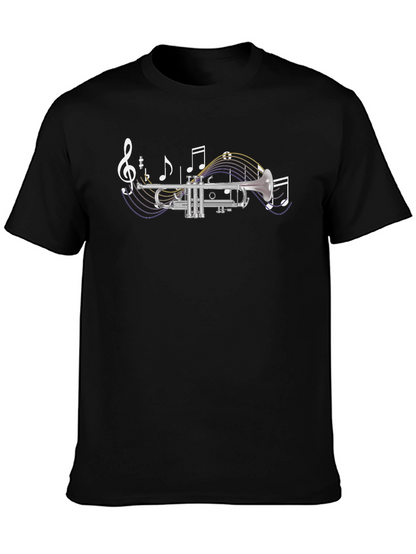 Trumpet & Music Notes Graphic T-Shirt