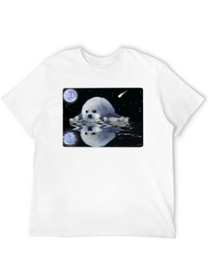 Seal Moon Reflection Graphic Tee - Black Cotton T-Shirt