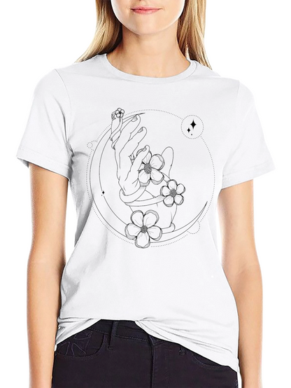 Mystic Moon Floral Hand Graphic Tee
