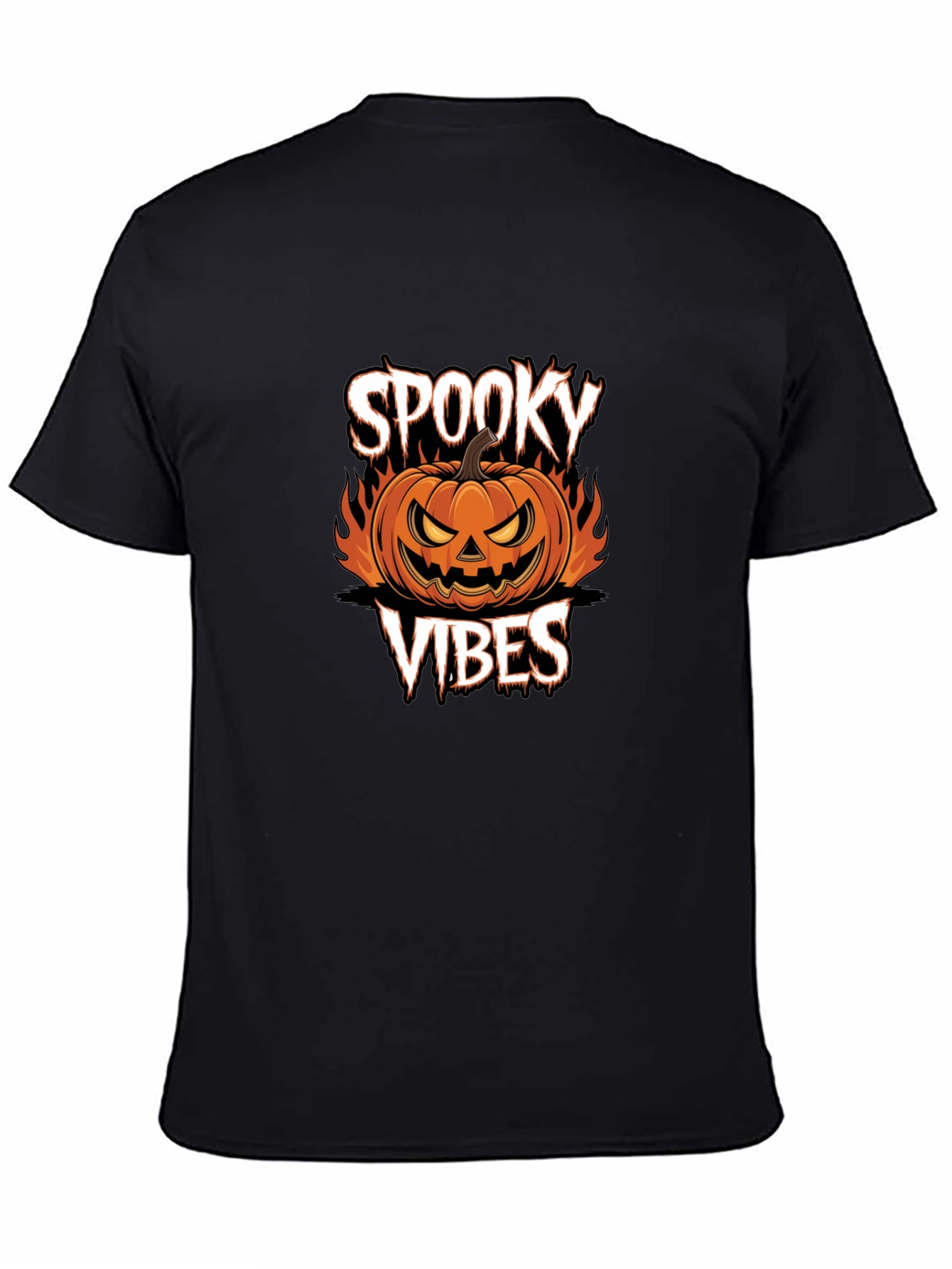 Spooky Vibes Halloween Pumpkin Graphic T-Shirt