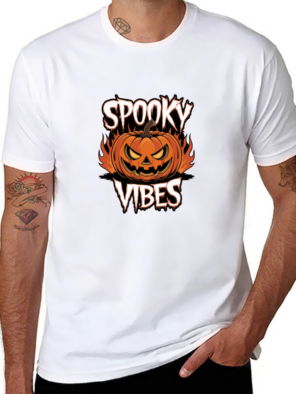 Spooky Vibes Halloween Pumpkin Graphic T-Shirt
