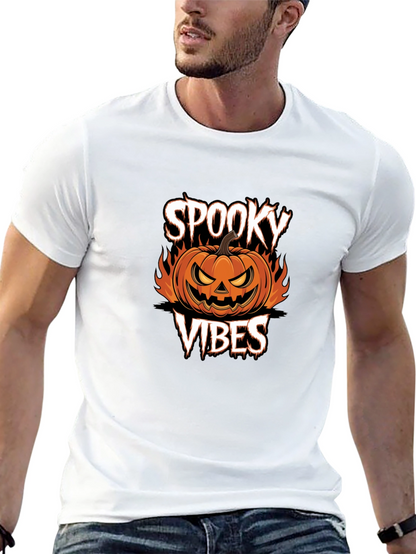 Spooky Vibes Halloween Pumpkin Graphic T-Shirt
