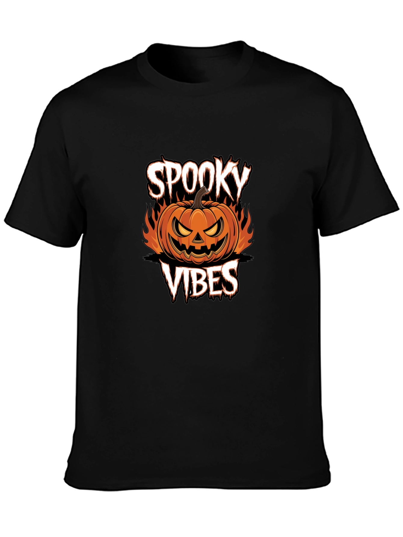 Spooky Vibes Halloween Pumpkin Graphic T-Shirt