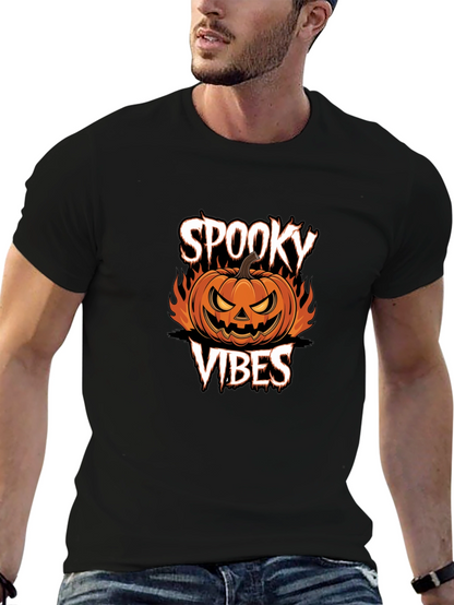 Spooky Vibes Halloween Pumpkin Graphic T-Shirt