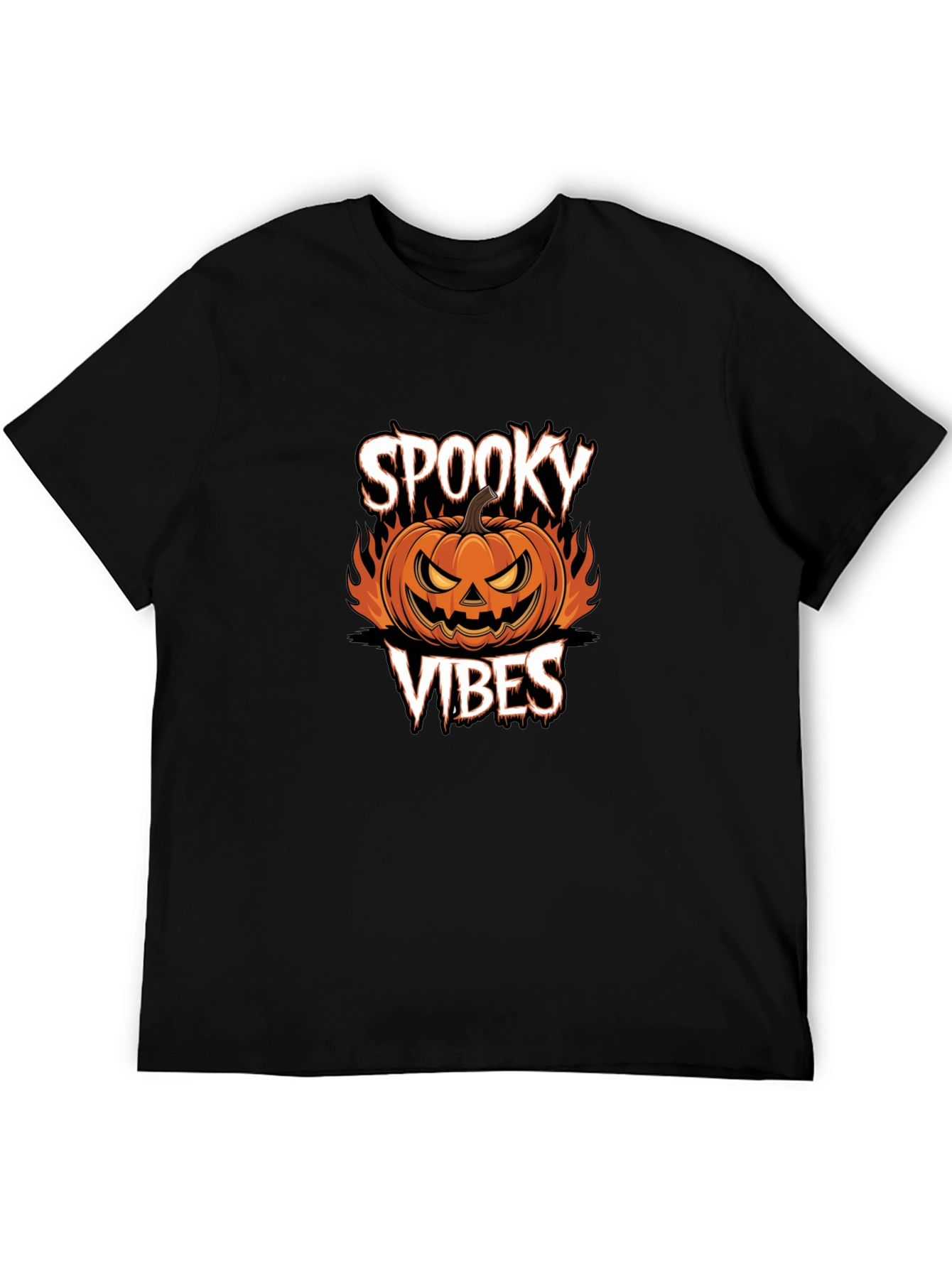 Spooky Vibes Halloween Pumpkin Graphic T-Shirt