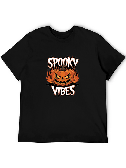 Spooky Vibes Halloween Pumpkin Graphic T-Shirt