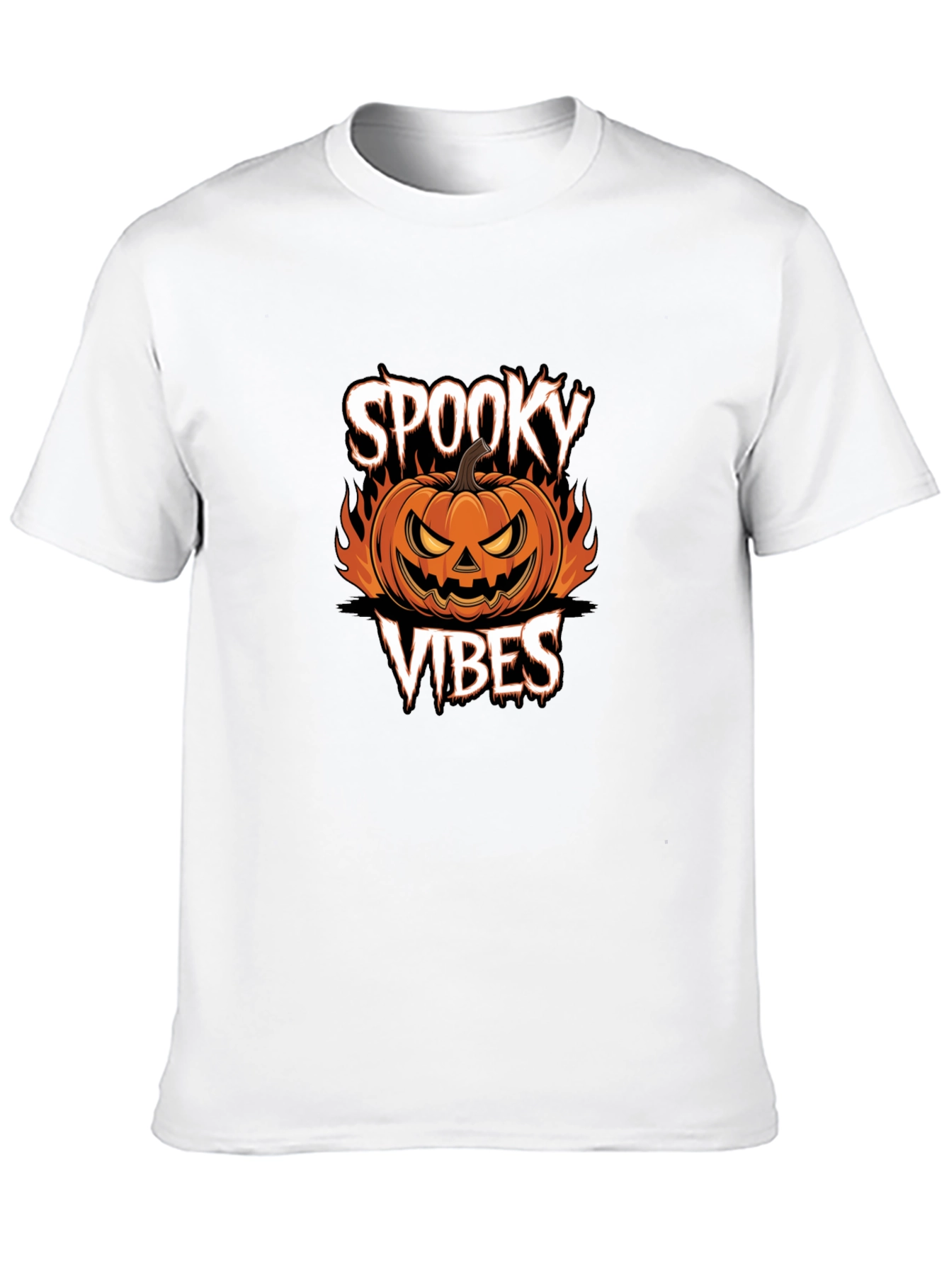 Spooky Vibes Halloween Pumpkin Graphic T-Shirt