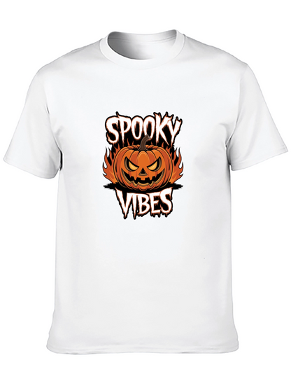 Spooky Vibes Halloween Pumpkin Graphic T-Shirt