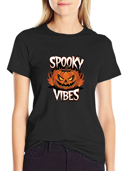 Spooky Vibes Halloween Pumpkin Graphic T-Shirt