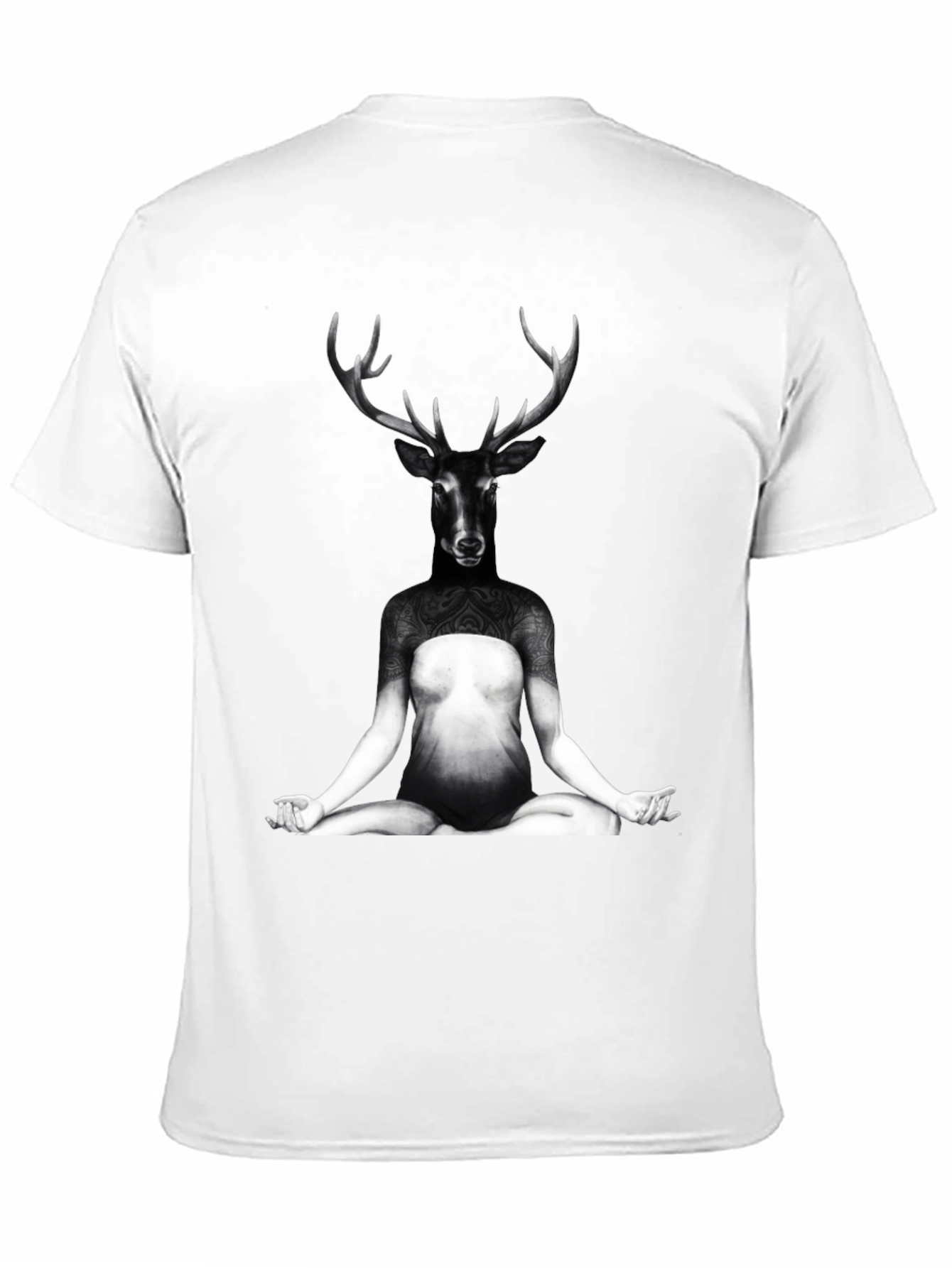 Deer Yoga Pose Graphic Tee - Unique Art T-Shirt