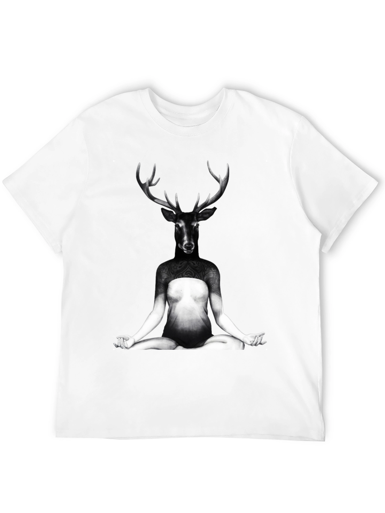 Deer Yoga Pose Graphic Tee - Unique Art T-Shirt