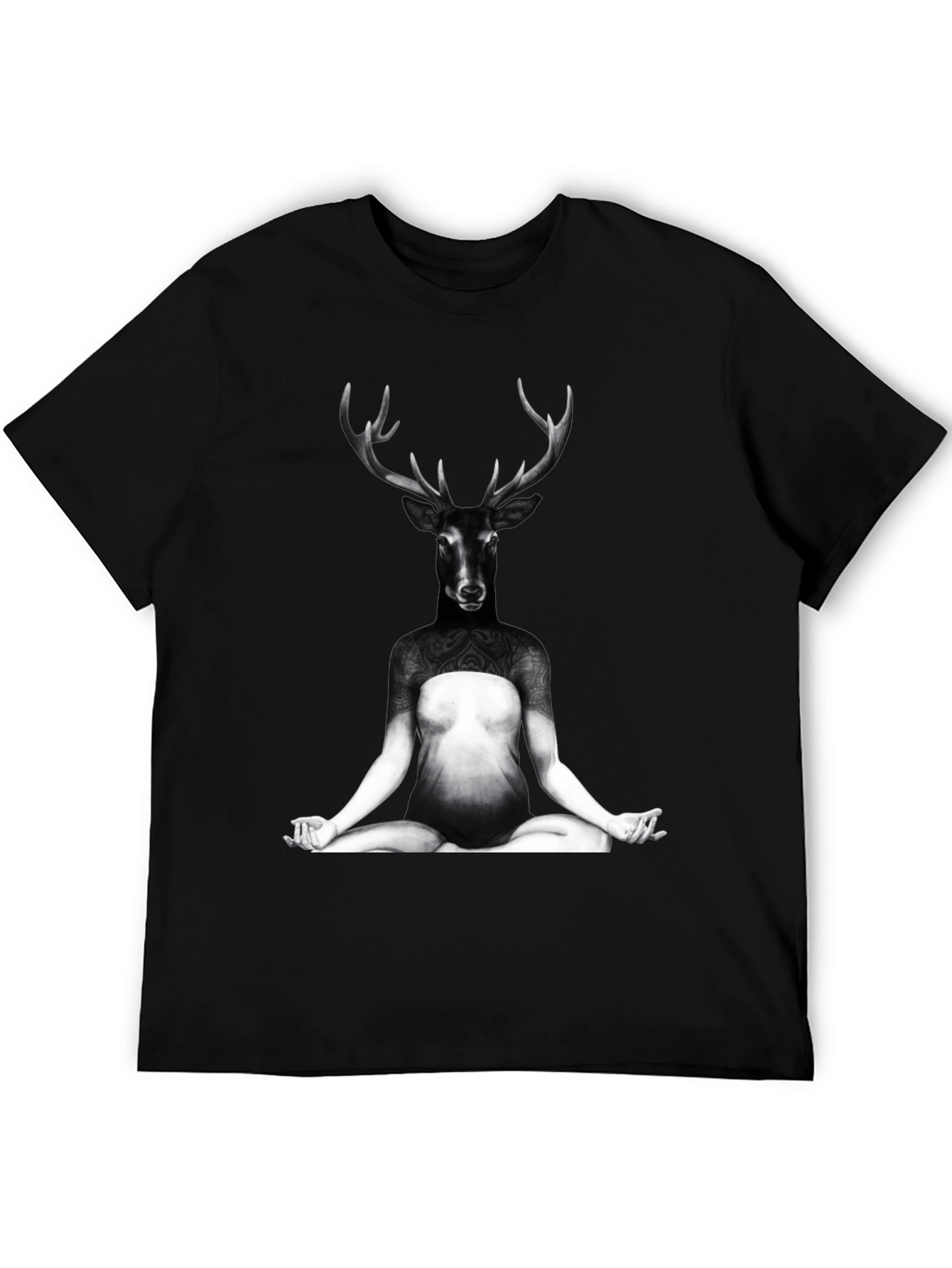 Deer Yoga Pose Graphic Tee - Unique Art T-Shirt