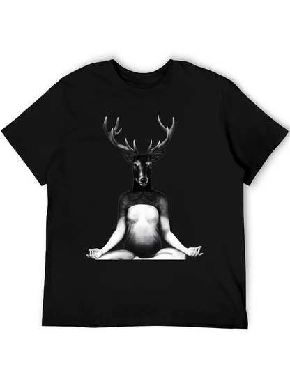 Deer Yoga Pose Graphic Tee - Unique Art T-Shirt
