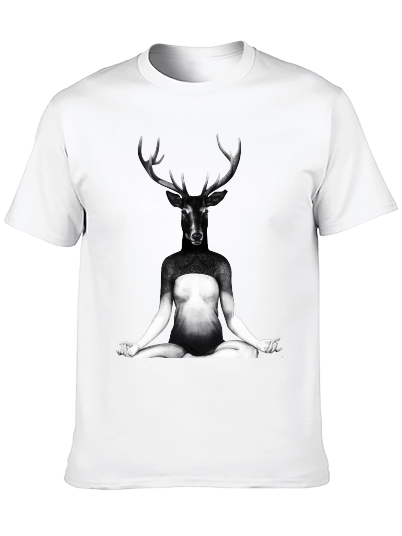 Deer Yoga Pose Graphic Tee - Unique Art T-Shirt