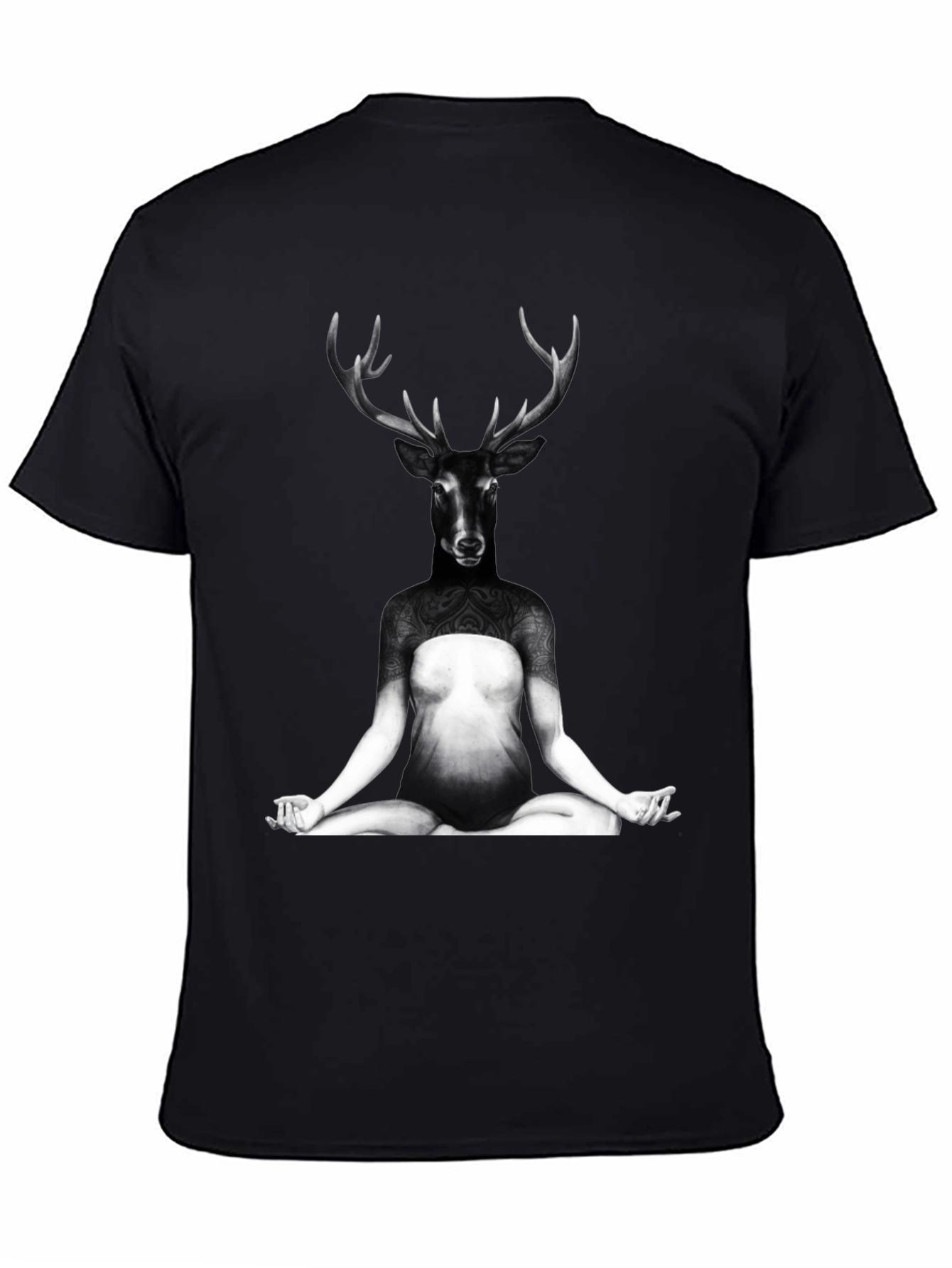 Deer Yoga Pose Graphic Tee - Unique Art T-Shirt