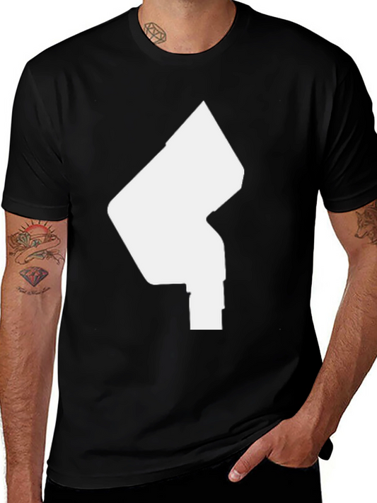 Modern Graphic Tee - Abstract White Design on Black Shirt
