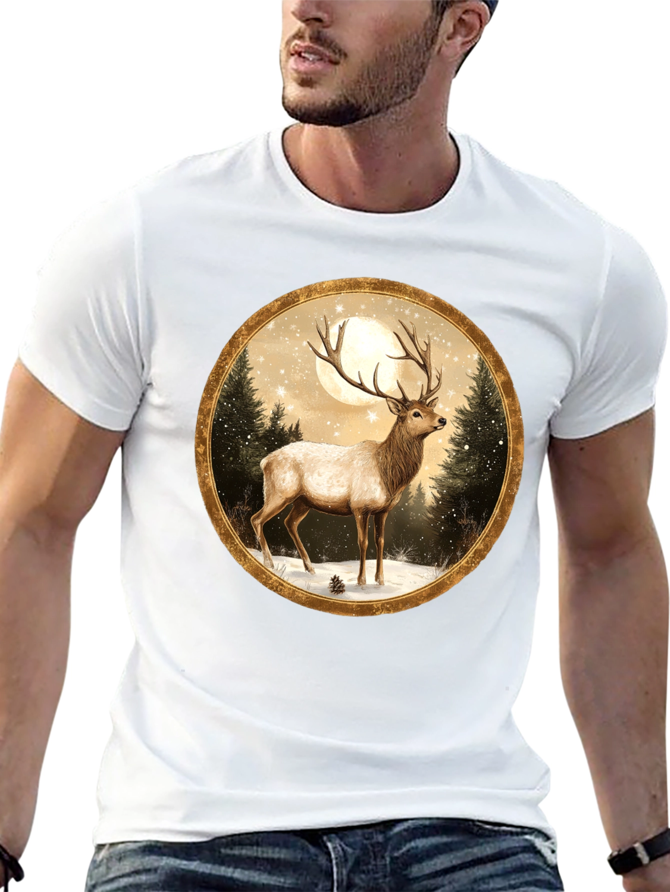 Elk Winter Scene Graphic Tee