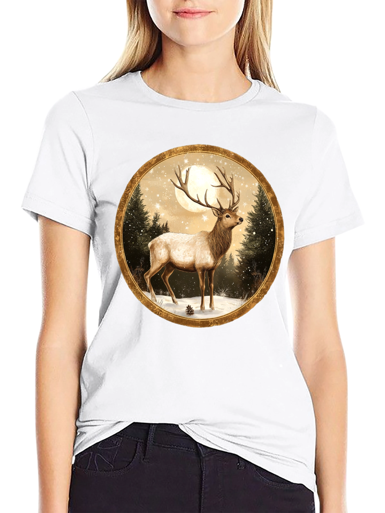 Elk Winter Scene Graphic Tee