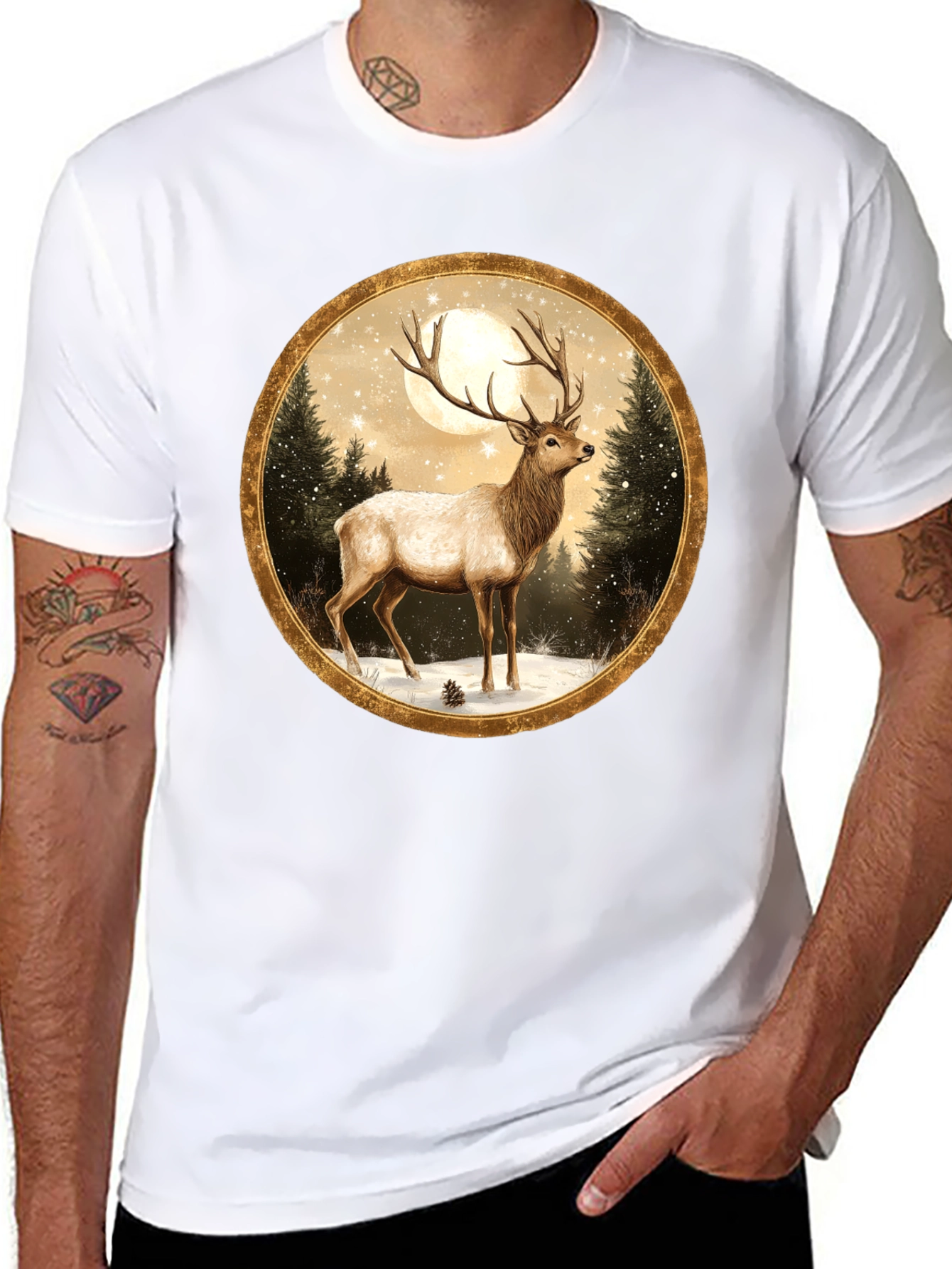 Elk Winter Scene Graphic Tee