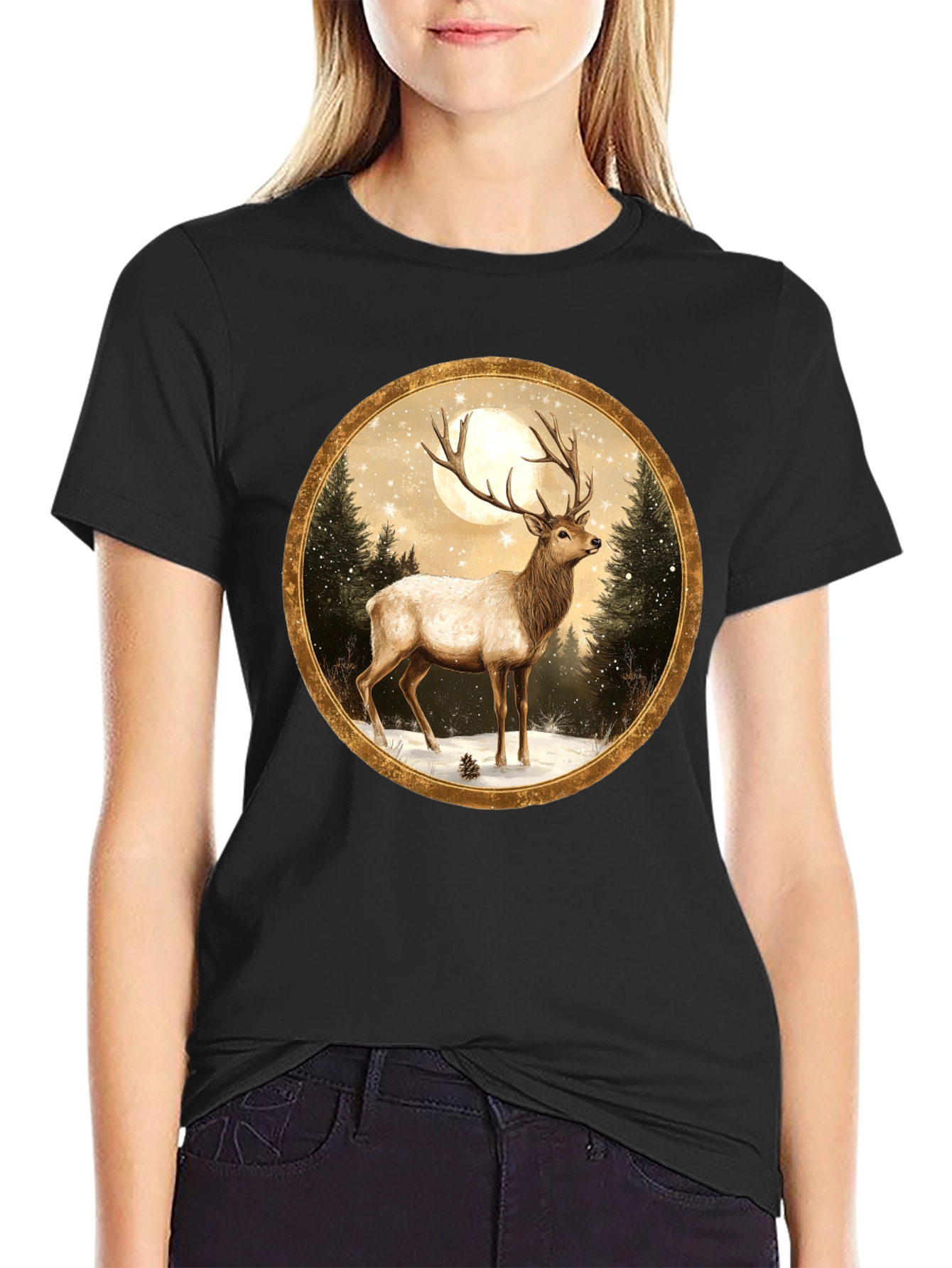Elk Winter Scene Graphic Tee