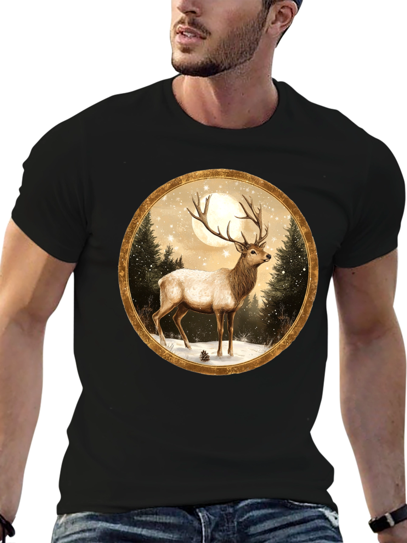 Elk Winter Scene Graphic Tee