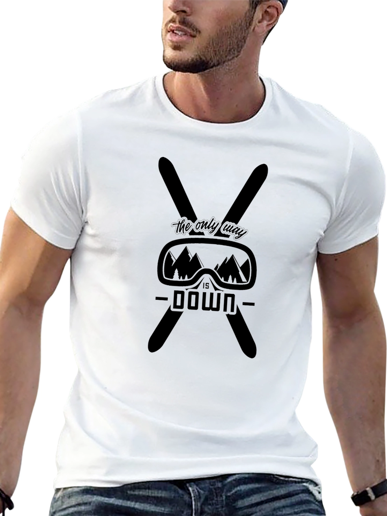 Skiing Graphic T-Shirt - The Only Way is Down