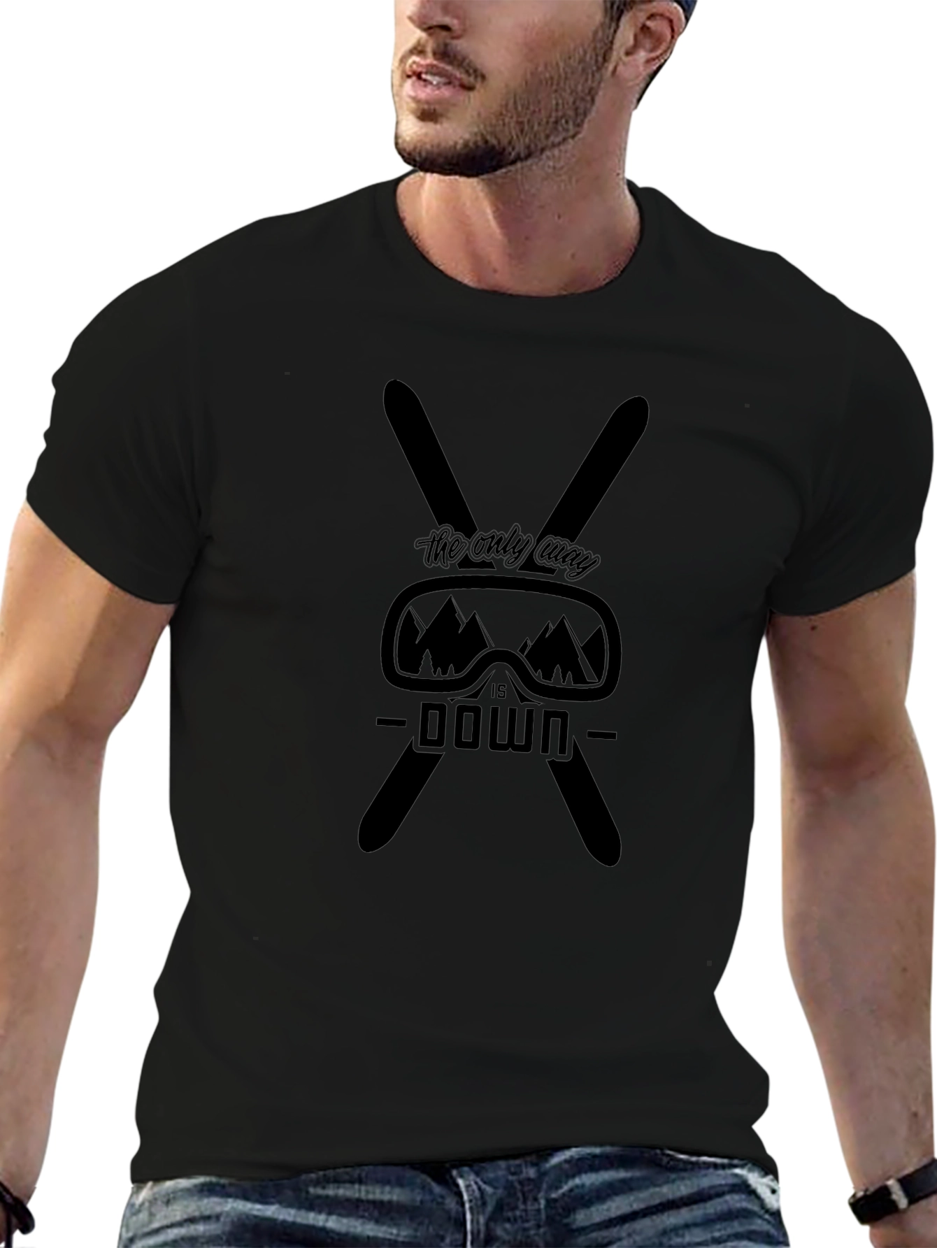 Skiing Graphic T-Shirt - The Only Way is Down