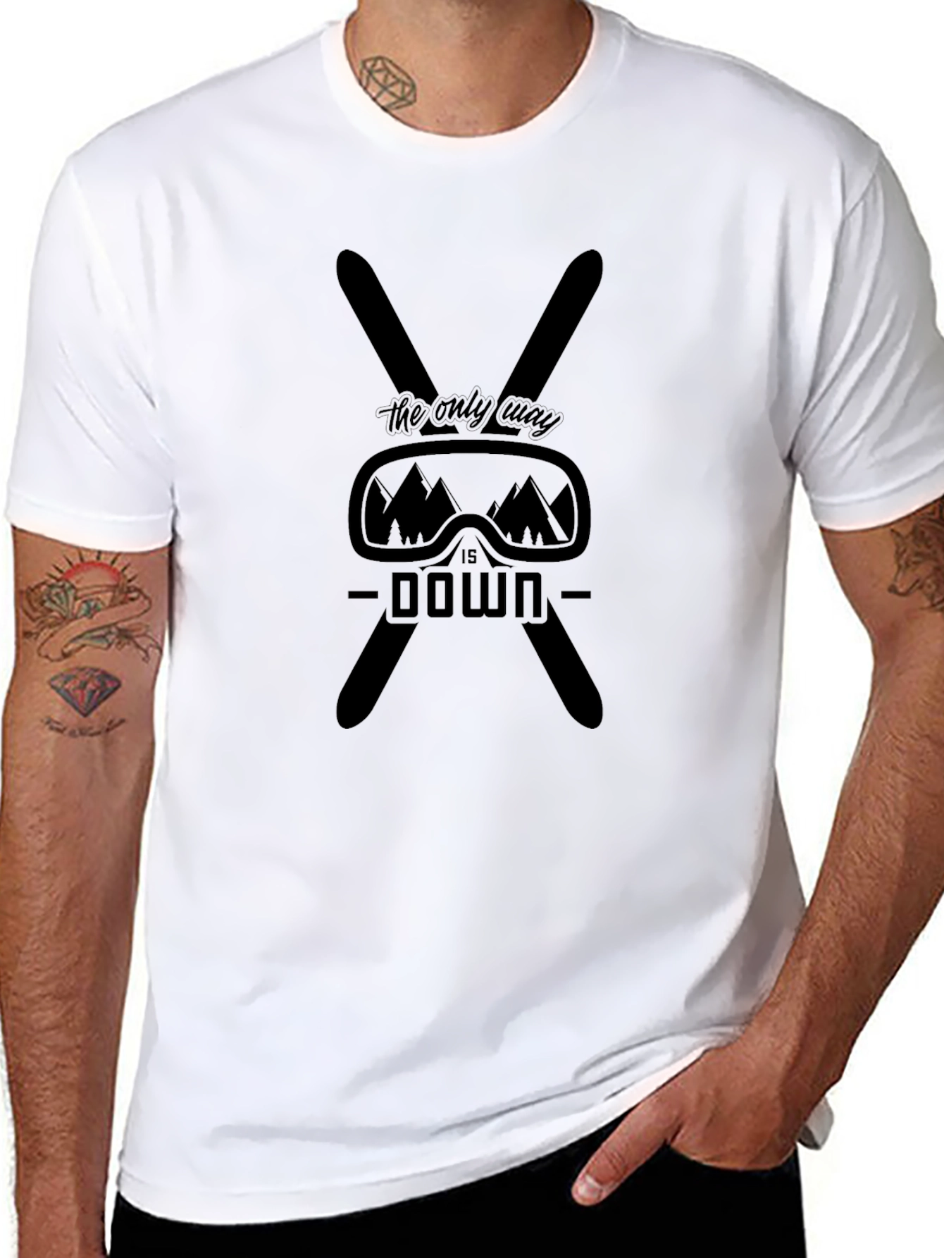 Skiing Graphic T-Shirt - The Only Way is Down