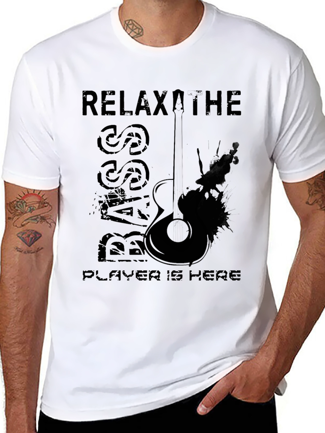 Relax The Bass Player is Here Black T-Shirt