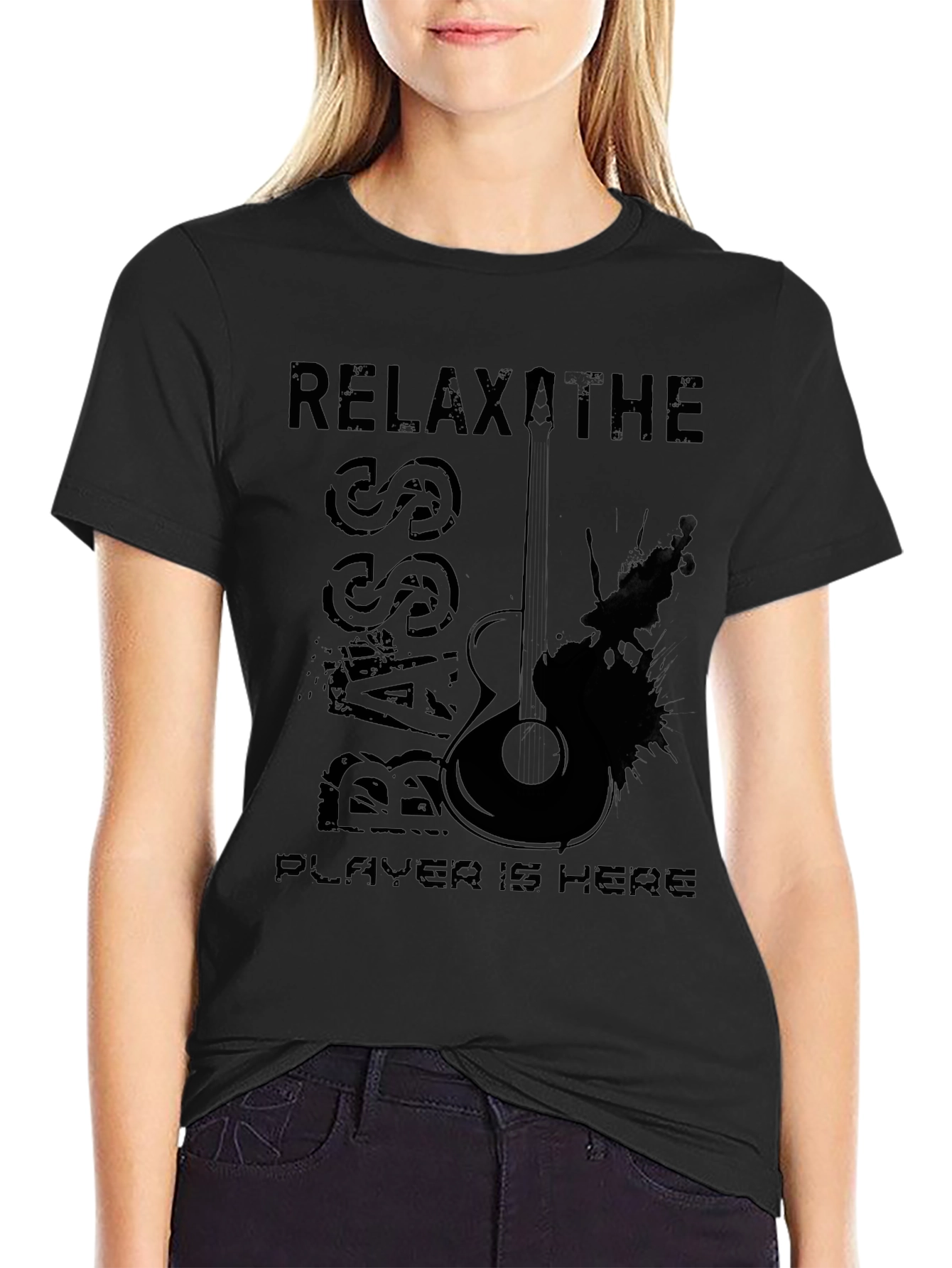 Relax The Bass Player is Here Black T-Shirt