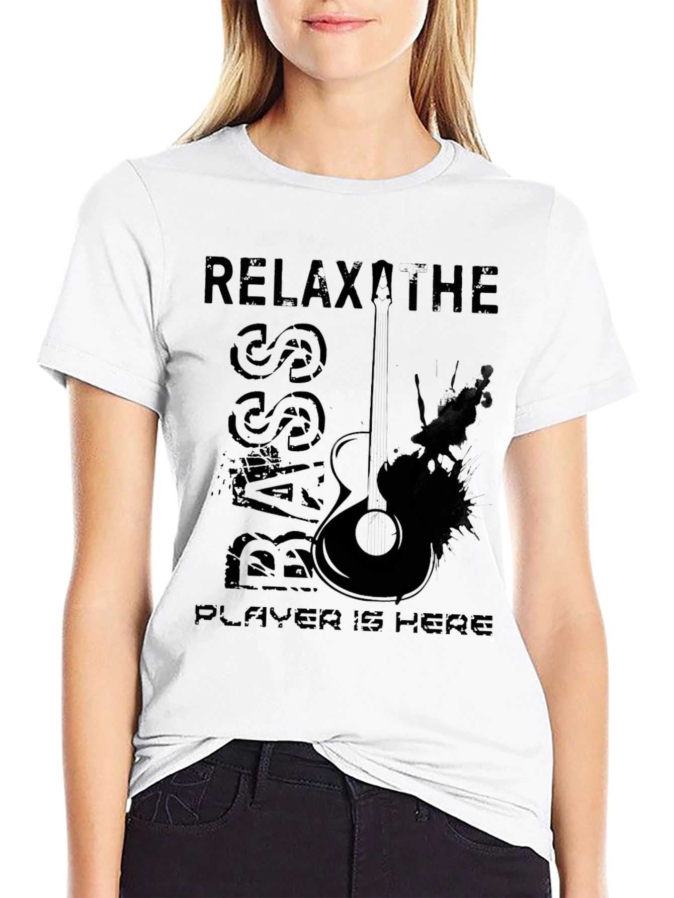Relax The Bass Player is Here Black T-Shirt