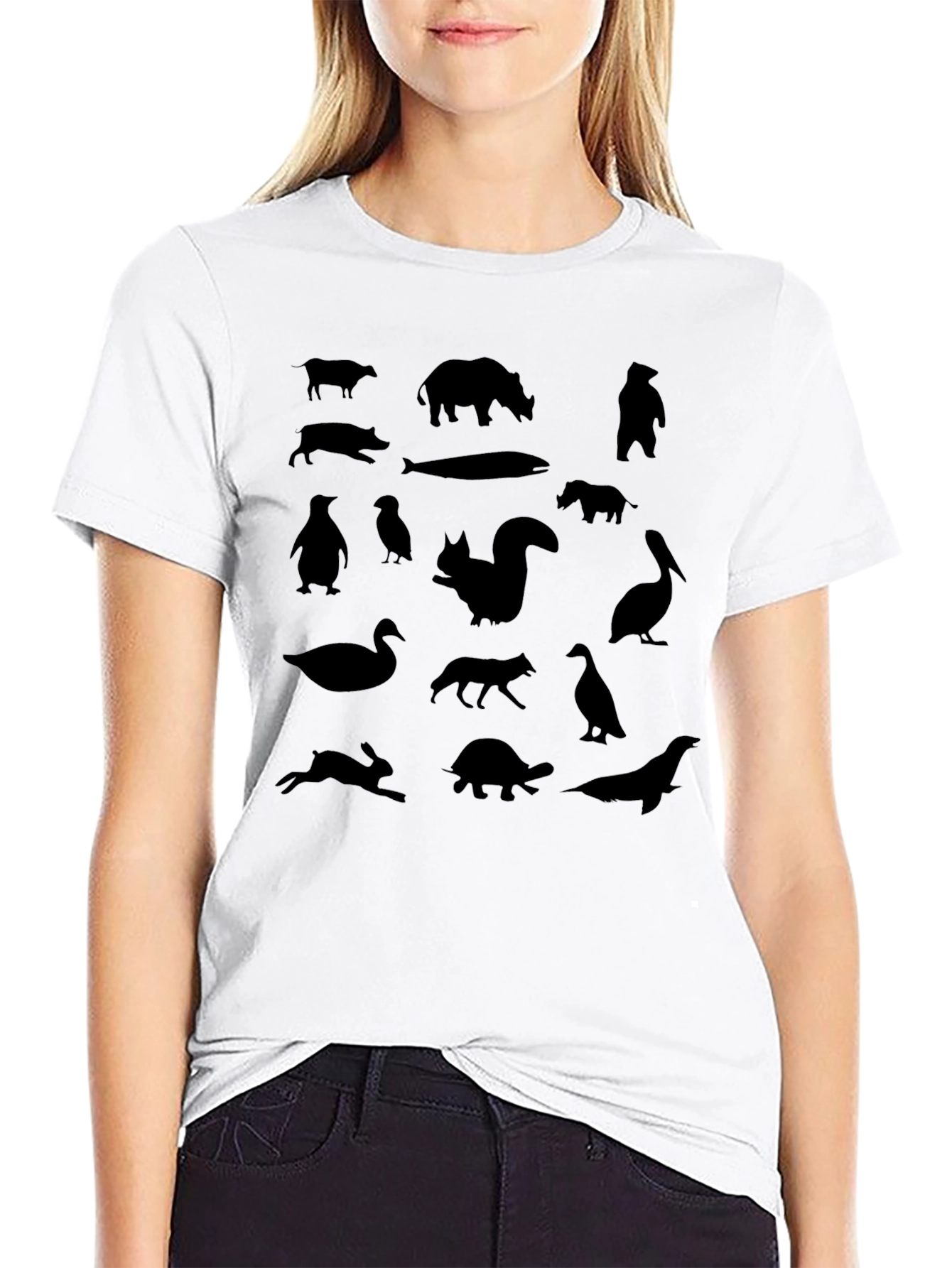 Animal Silhouettes Graphic Tee - Black Unisex Shirt