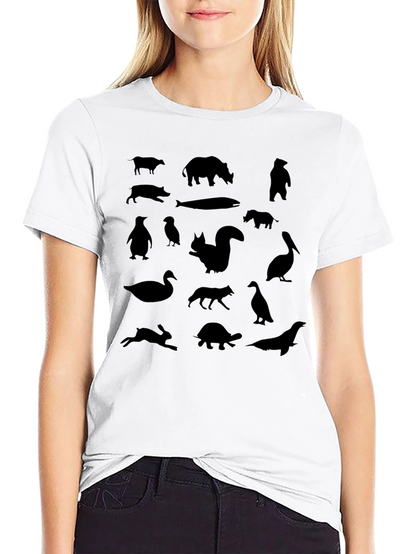 Animal Silhouettes Graphic Tee - Black Unisex Shirt