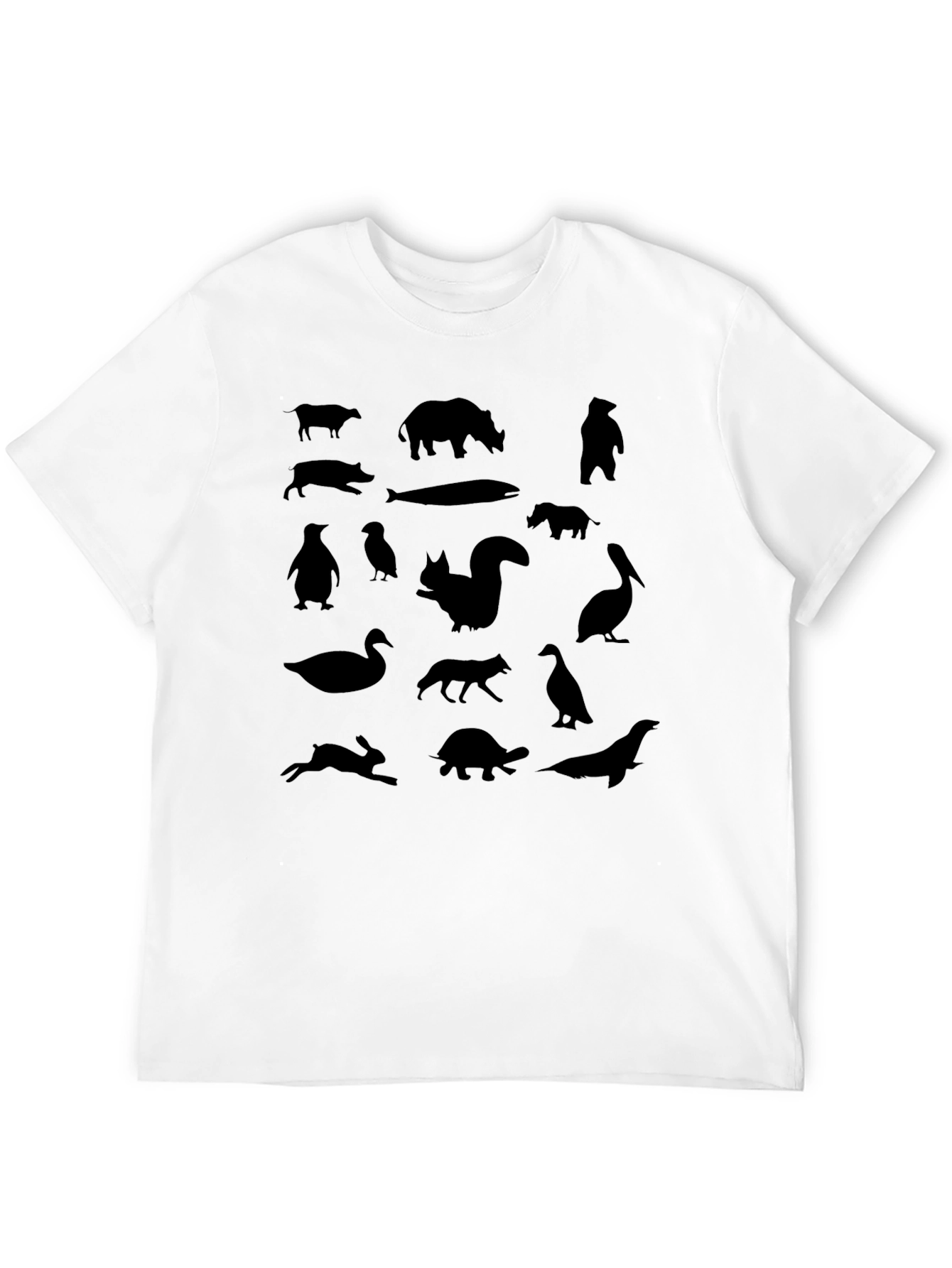 Animal Silhouettes Graphic Tee - Black Unisex Shirt