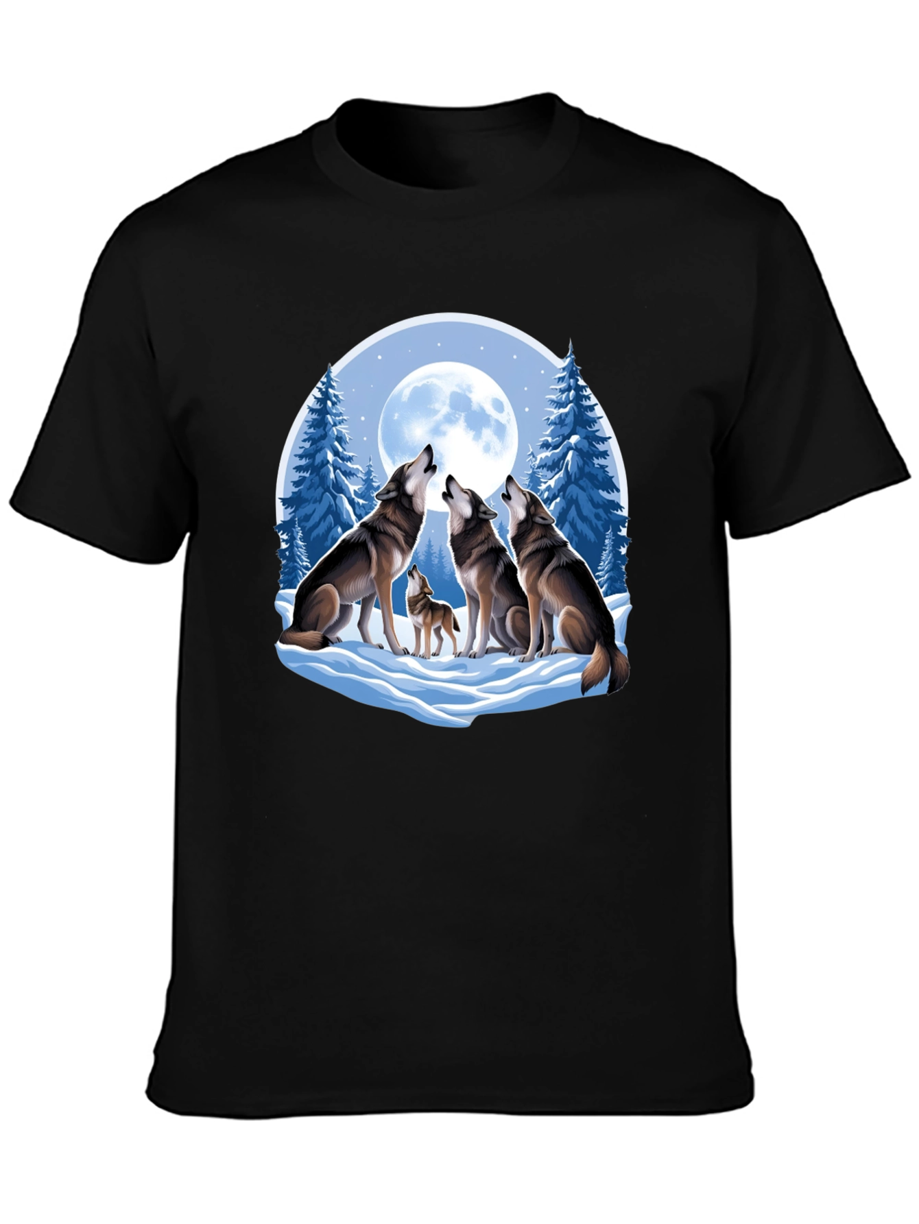 Wolf Pack Moon Graphic Tee - Black