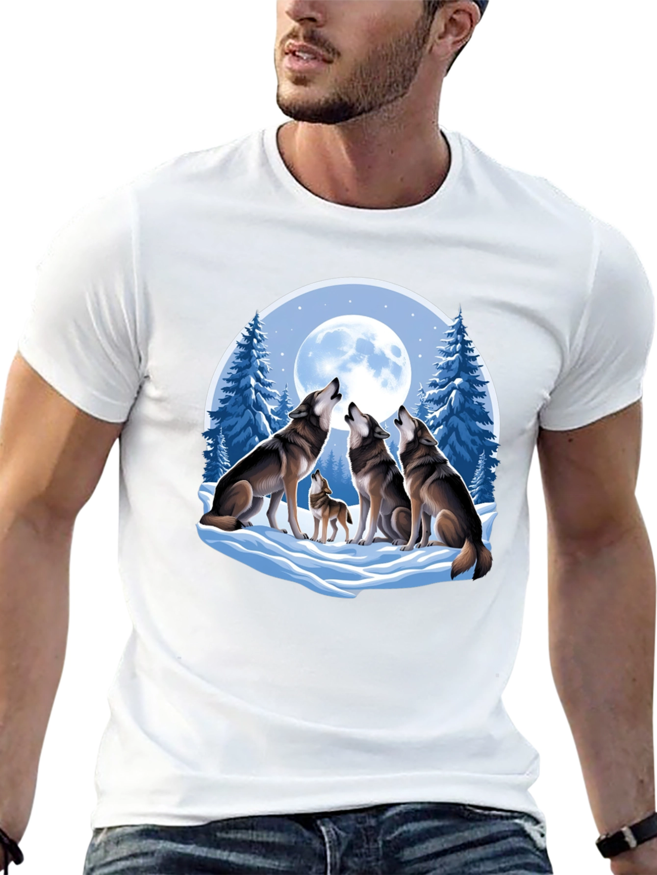 Wolf Pack Moon Graphic Tee - Black