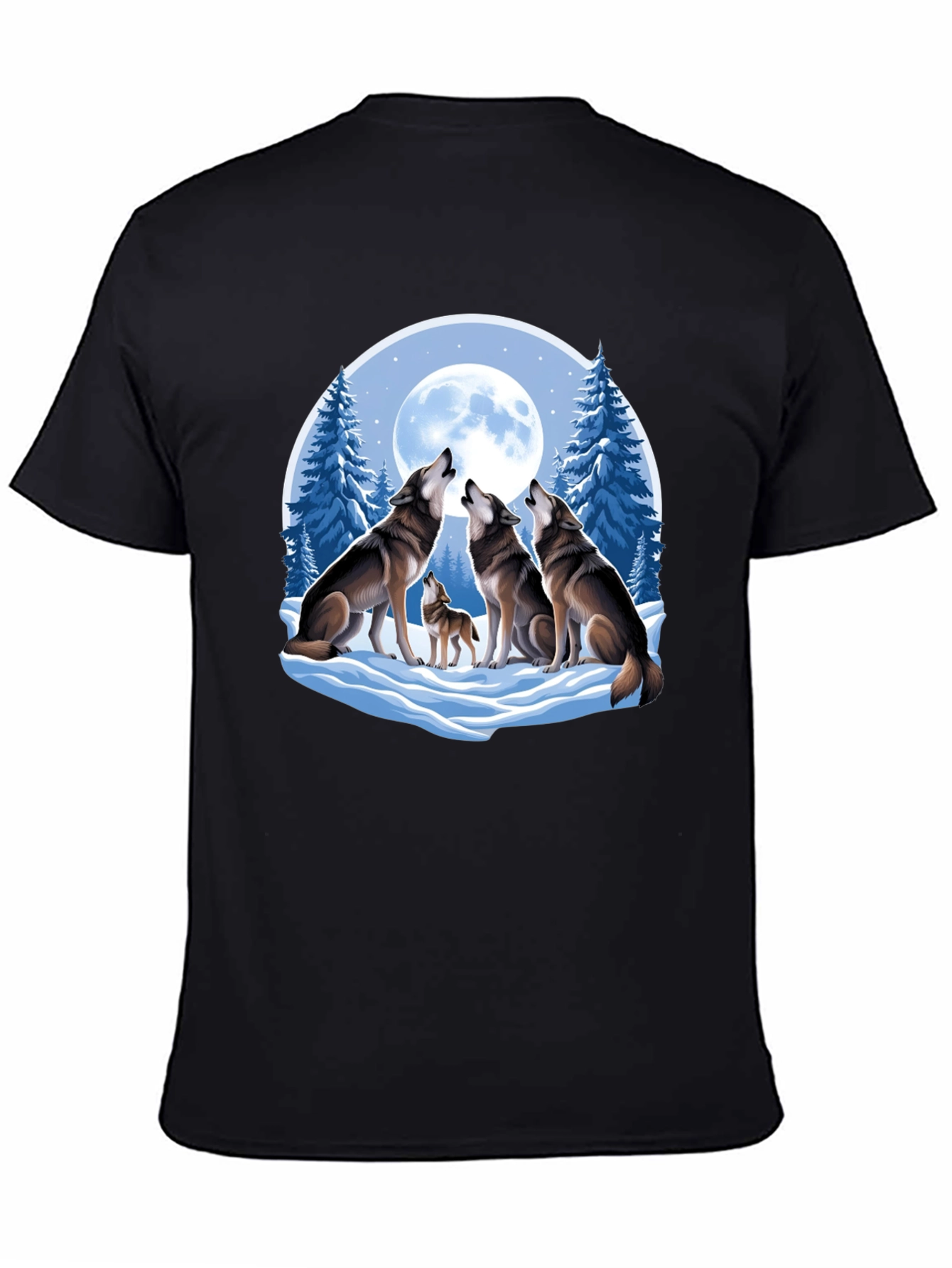 Wolf Pack Moon Graphic Tee - Black