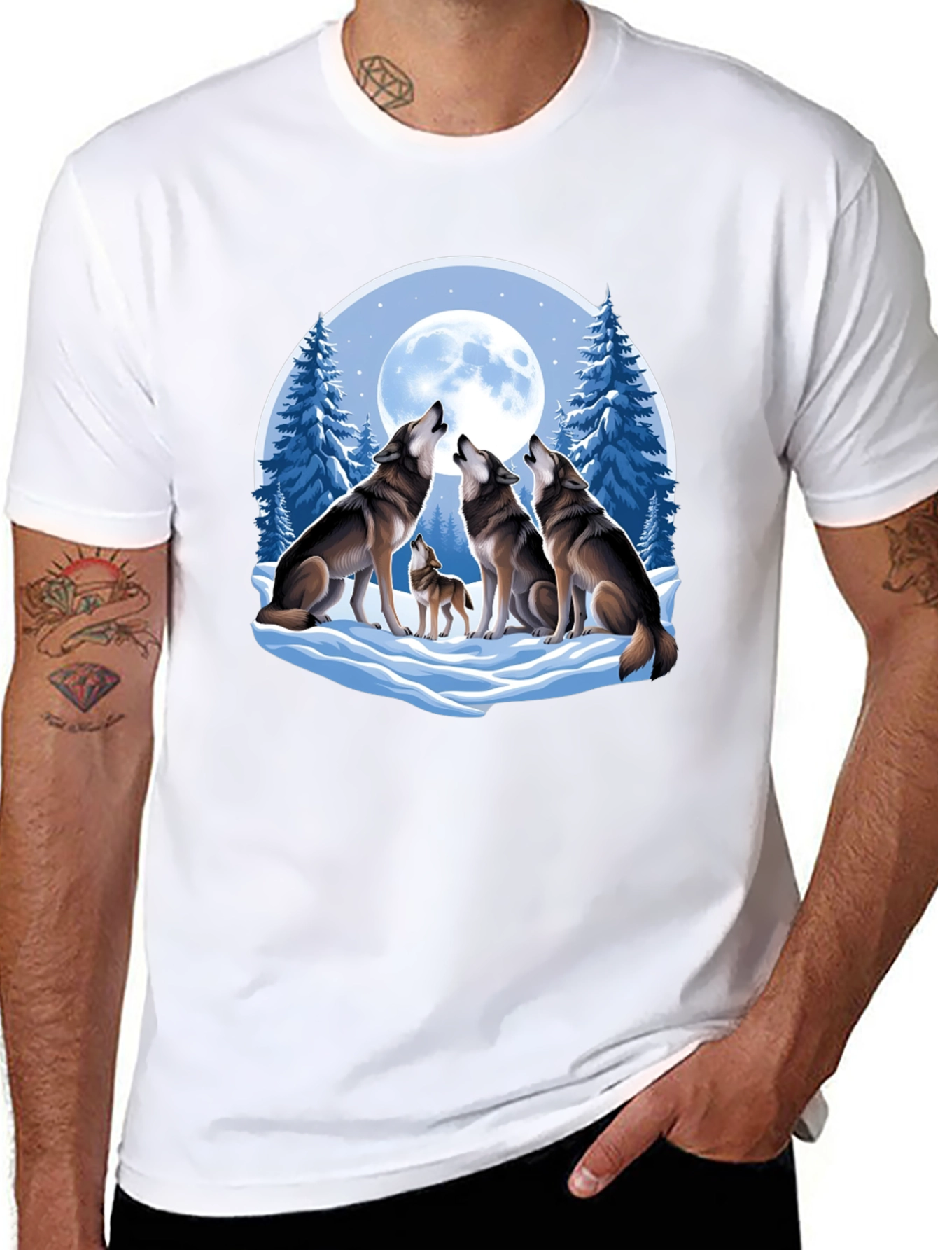 Wolf Pack Moon Graphic Tee - Black