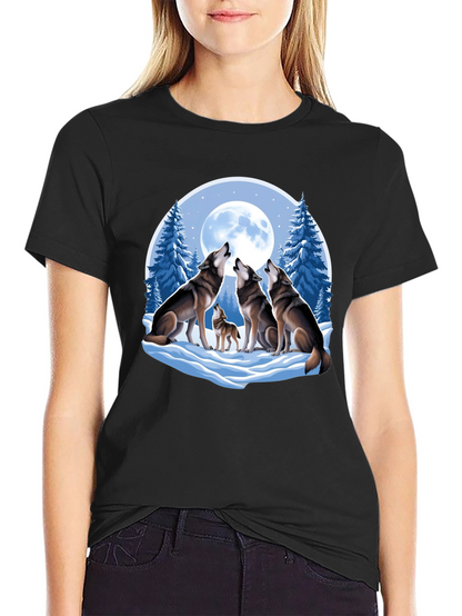 Wolf Pack Moon Graphic Tee - Black
