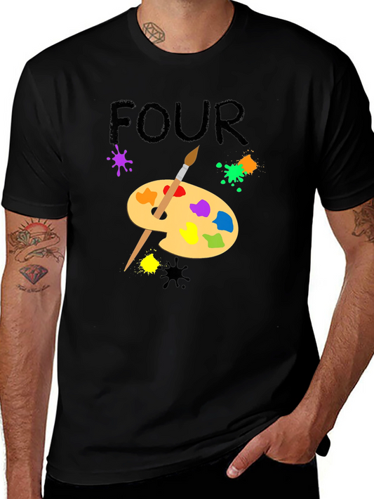 Painter Four Birthday Black T-Shirt