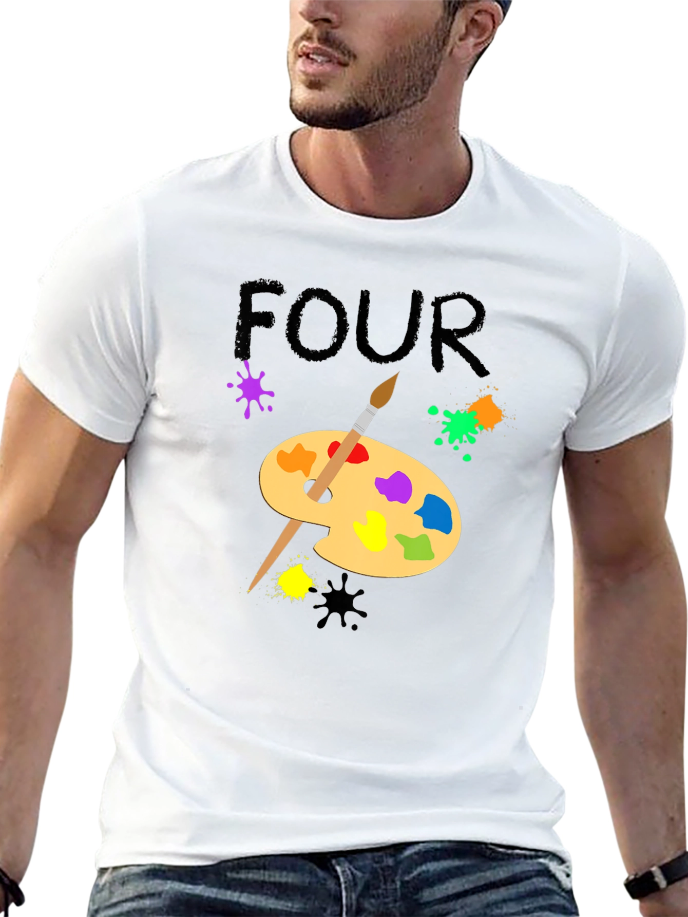 Painter Four Birthday Black T-Shirt
