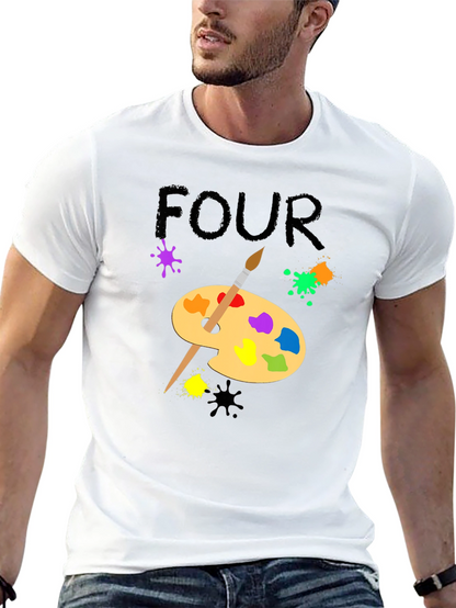 Painter Four Birthday Black T-Shirt