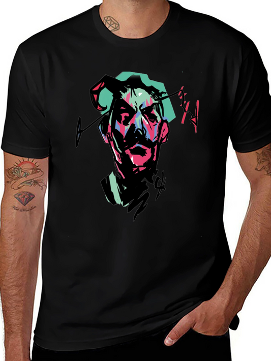 Abstract Portrait Graphic Tee - Black