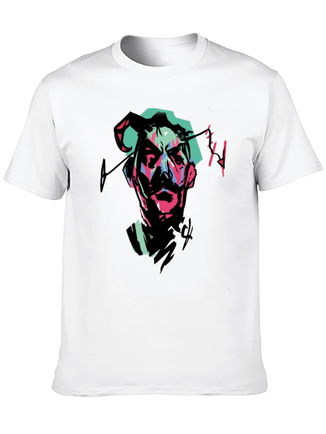 Abstract Portrait Graphic Tee - Black
