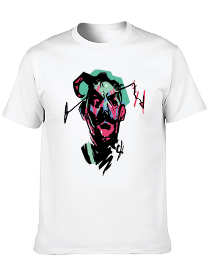 Abstract Portrait Graphic Tee - Black