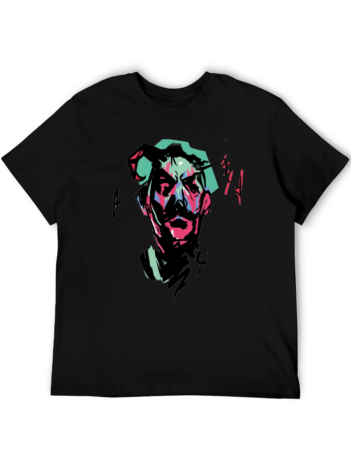Abstract Portrait Graphic Tee - Black