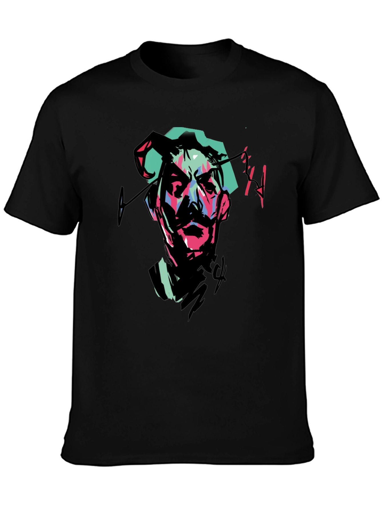 Abstract Portrait Graphic Tee - Black