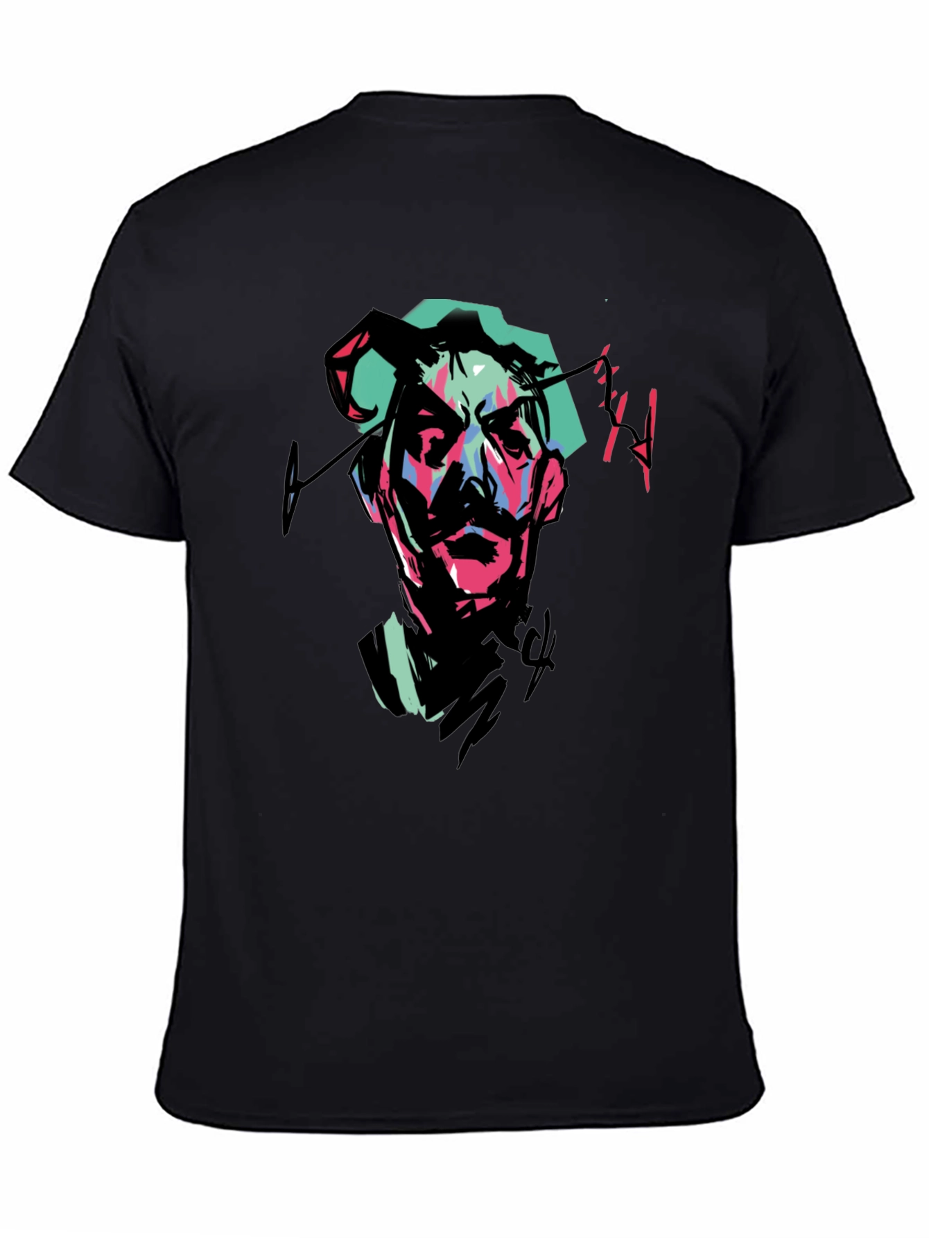 Abstract Portrait Graphic Tee - Black