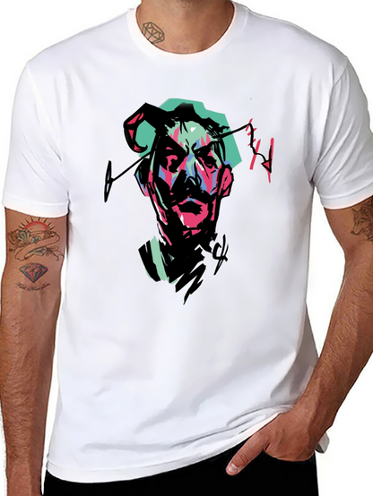 Abstract Portrait Graphic Tee - Black